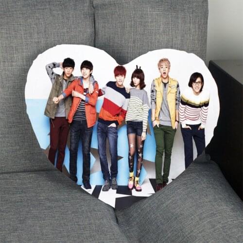Kpop Pillow Case Boys Band B1A4 Heart Shape Satin Fabric Pillow Cover For Home Bedroom Wedding decorate Pillow Cases