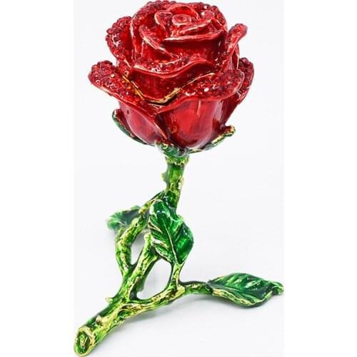 Creative Gift Pink Diamond Flower Metal Box Ring Home Handcrafted Jewelry Decoration Wedding Ring Holder Gift Of Valentines Day