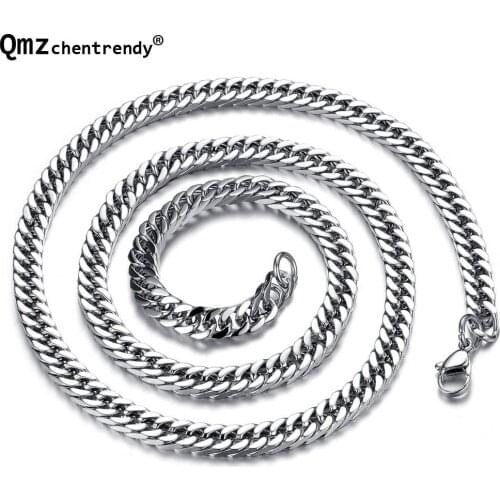 Qmzchentrendy 3MM/6MM/8MM 56cm Stainless Steel Curb Cuban Chain Necklace Boys Mens Fashion Chain Link jewelry