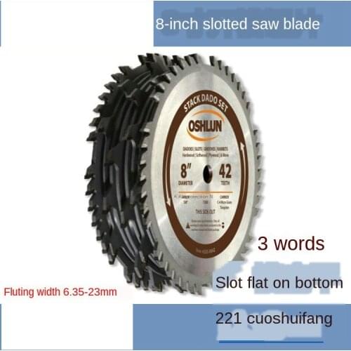 8-inch Woodworking Slotted 15.88 Aperture Alloy DADO Saw Blade 2 Large Outer Saw Blades and 6 Small Inner Saw Blades