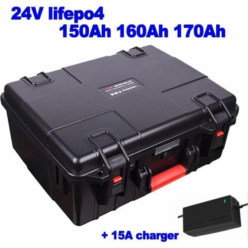 LiFePO4 24V lithium iron phosphate 150ah 160ah 170ah Battery Pack for forklift AGV Solar wind energy storage RV EV + 15A charger