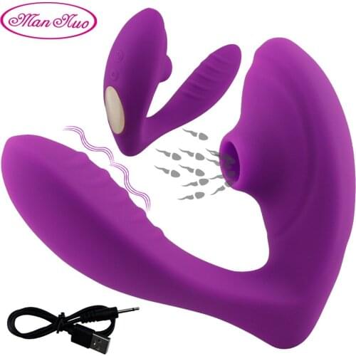 ManNuo New Sucking Vibrator Dildo Vagina G Spot Vibrating Sucker Oral Suction Clitoris Masturbation Stimulator Sex Toy for Women
