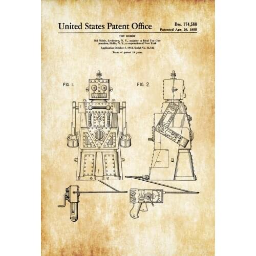 Mechanical Robot Design Manuscript Sci-Fi Science Fiction Retro Vintage Kraft Poster Canvas Wall Sticker Home Decor Gift