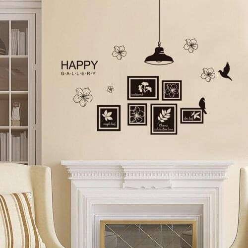 Leaf Flower Birds Happy Gallery Wall Stickers For Bedroom Decoration Creative Picture Wall Mural Art Diy Home Decals Pvc Posters
