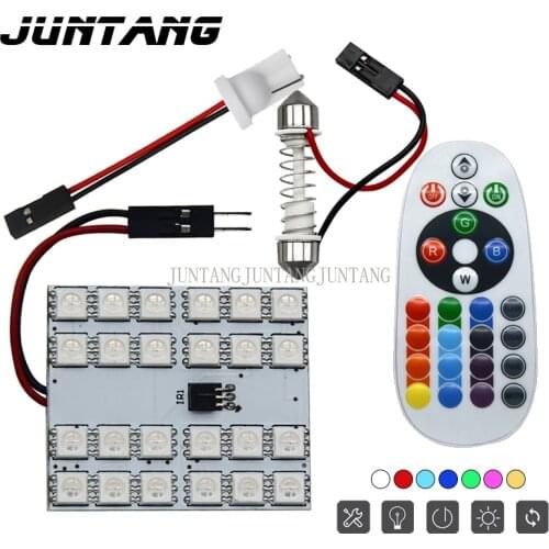 A set of colorful RGB LED room light reading light 5050-24smd cabin flat light atmosphere light RGB car ceiling light