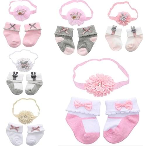 Socks with Hair Band Set New Cute Bow Flower Cotton Lace Baby Girls General Solid Color PURE (95% and Or Above) Floral
