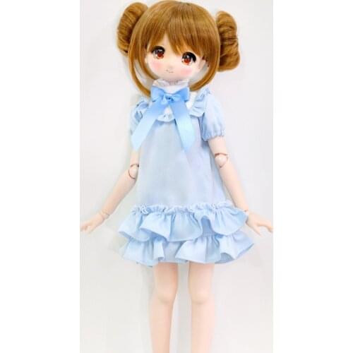 NEW BJD Doll Clothes Blue Cute Dress Bow high neck bubble skirt for 1/3 1/4 DDL MDD MSD Custom Doll Accessories
