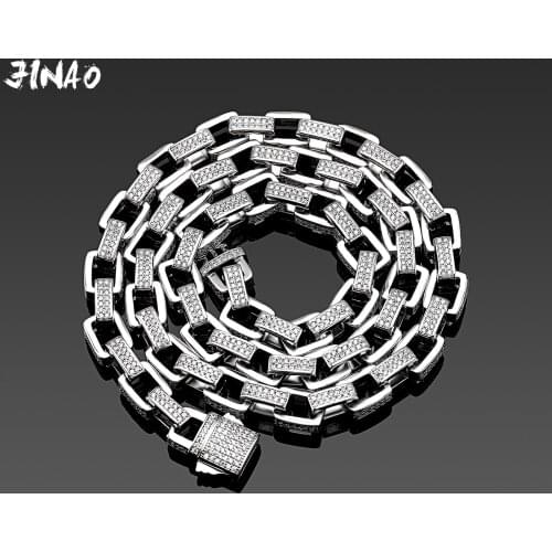 JINAO NEW Spring Clasp Ice Cravejado AAA+ Cubic Zircon 8mm Charm Miami Cuban Chain Iced Necklace Men and Women Jewelry For Gift