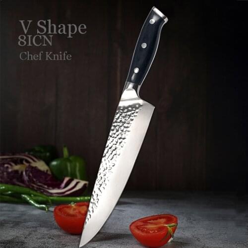 8inch Chef Knife Hammer Forged Fish Sushi Slicing Knife Meat Vegetable Cleaver Chopping Butchers Cooking Tools