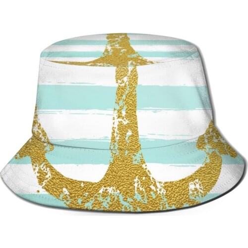 CINESSD 2021 Men Women Summer Gold Anchor Dots Bucket Hat Bob Fisherman hat Outdoor Travel Sun Visor Fashion Panama