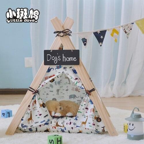 Pet design 100% cotton fabric teepee play tent dog /cat play house with high quality