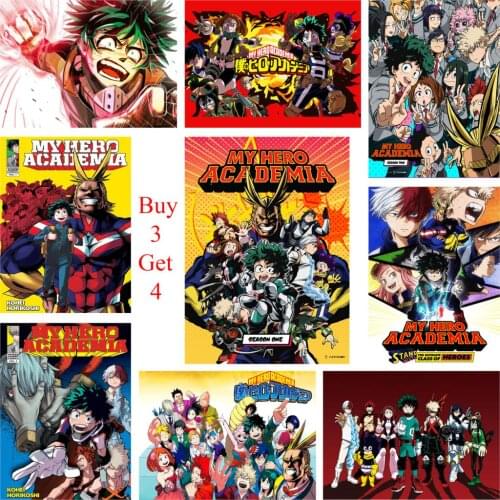 My Hero Academia Posters Japanese Cartoon Wall Stickers White Coated Paper Clear Image Livingroom Bedroom Decoration