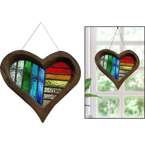 Mandala Hanging Rainbow Ornament Heart Shape Reflecation Pendant Art Craft Office Garden Window Wall Decoration