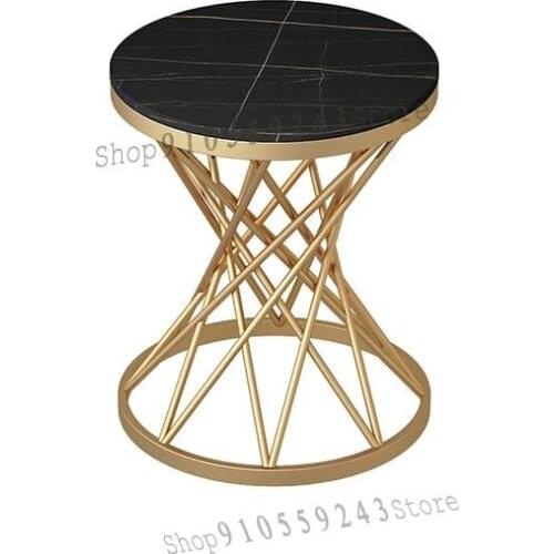 Side Table Light Luxury Simple Modern Iron Marble Round Golden Corner Table Nordic Living Room Sofa Small Round Table Coffee Tab