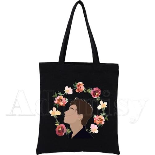 Shawn Mendes Simple Women Package Elegant Canvas Bag Handbags Shoulder Bags Casual Shopping Girls Handbag Black
