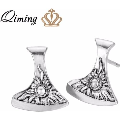 QIMING Axe of Perun Statement Earrings Punk Style fashion Slavic Viking Jewelry Hatchet Pendant Norse Unisex Women Men Earring