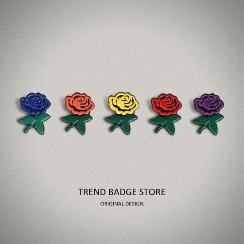 Fashion colorful simulation of Chinese rose Enamel Label Pins, blooming Chinese rose Brooches omn Clothes Shirt Badge