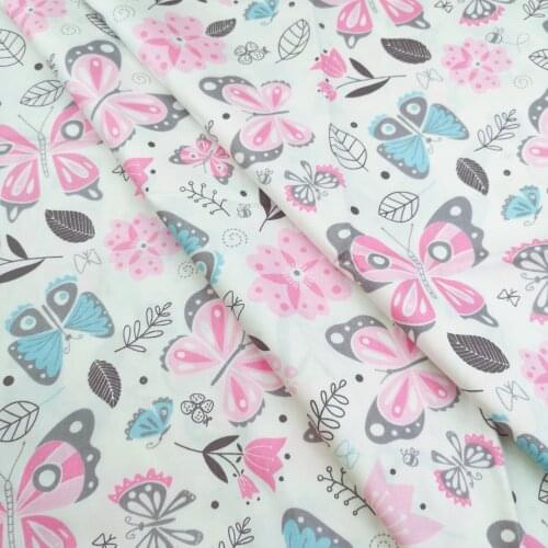 Pink Butterfly 50x100cm Diy Cotton Fabric Quilting For Baby Home Textile Cloth Sheet Handmade Craft Tilda Tecido