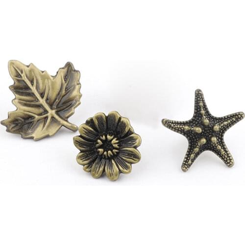 1Pc Leaf/Starfish/Butterfly Handle Cabinet Knobs Cupboard Handle Kitchen Drawer Pull Knob Antique Furniture Hardware