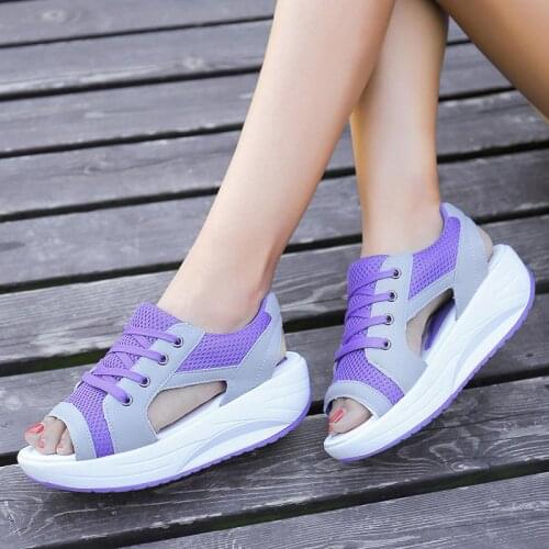 Wedges shoes woman 2021 new fashion breathable mesh sandals women fish mouth summer women sandals comfortable casual shoes