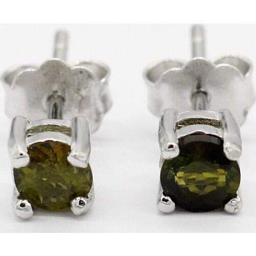 925 Silver Stud Earrings Chartreuse Color Stone Simple Fashion Earrings Jewelry for Women Girls Valentines Day Gift