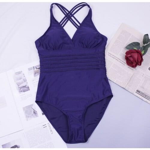 Sexy Deep V-neck Solid Color High Elasticity Tummy Control Backless One-piece Beachwear Bathing Suit Monokini for Travel Beach