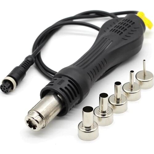 8-holes Hot Air Desoldering Heat Gun Handle FOR 858 8858 878 8586 858D BGA Rework Solder Station SMT SMD Repair + 5pcs Nozzles