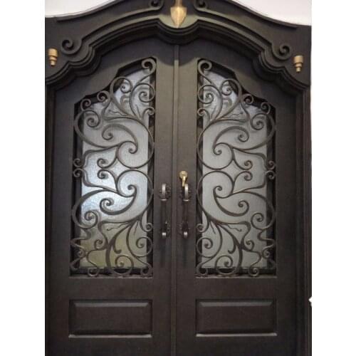 Hench 100% steels metal iron front doors with wrought iron inserts