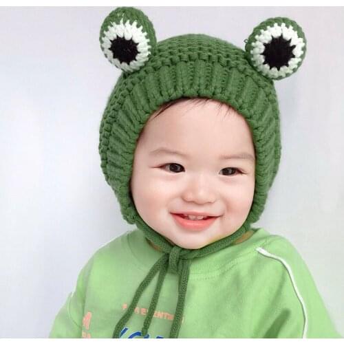 Cartoon Frog Knitted Hat Winter Warm Hat Skullies Cap Beanie Hat for Kid Boy and Girl Lovely Christmas Frog Hat Beanies Cap
