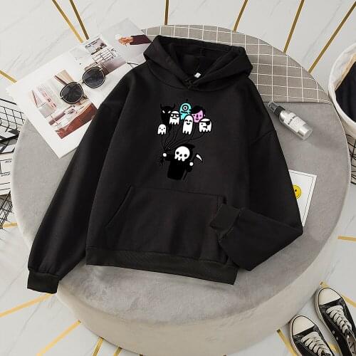 Plus Size Clothing Hoodies Vintage Sweatshirtswomen Oversized Sweatshirt Women Cartoon Skull Printing Grunge Hoodie Punk Gothic