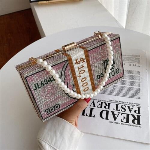 Women Fashion Dollars Money Bags New Fashion Evening Crossbody Bags Ladies Luxury Elegant Clutch Letter Print Bag