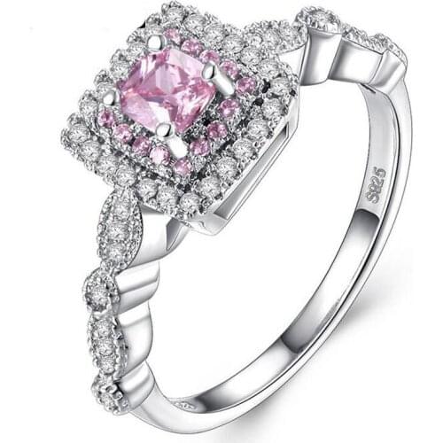 2017 Top Selling Luxury Jewelry 925 Sterling Silver Filled Three Color CZ Zirconia Princess Party Women Wedding Band Ring Gift