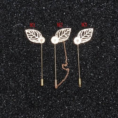 Gold Leaf Style 50Piece/Bag Electroplate Long Pin Brooch Metal Safety Pins Handmade DIY Wedding Boutonniere Tray Pin Accessories