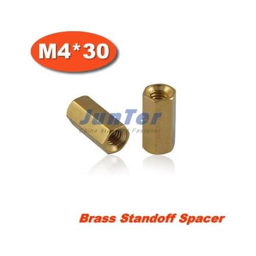 100pcs/lot Brass Standoff Spacer M4 Female x M4 Female 30mm
