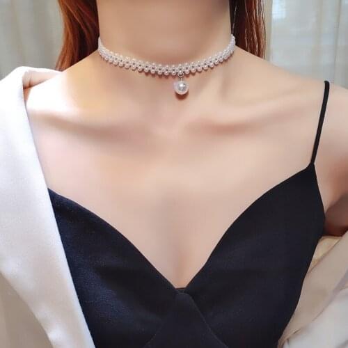 2021 Japan and South Korea niche short pearl clavicle chain fairy temperament wild simple necklace necklace neck jewelry wholesa