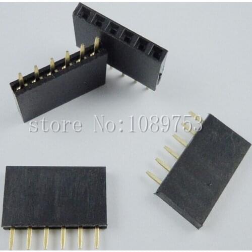 50PCS 6Pin 2.54mm Single Row Straight Female Pin Header 6P Strip PBC