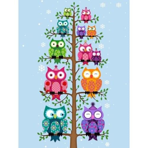 5D DIY Square diamond embroidery cartoon owl diamond painting Cross Stitch full drill Rhinestone mosaic home decoration gift