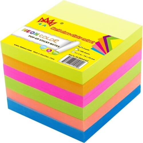6 Pads 4A 303x6-N-Z Sticky Pop-up Notes 3 x 3 Inches Neon Assorted Self-Stick Notes Stationery Planner Stickers Memo Pad Notepad
