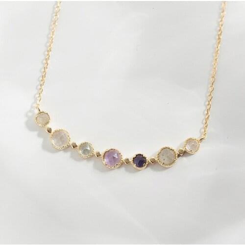 925 Sterling Silver Gold Plated Color Topaz Amethyst Labradorite Choker Necklace Luxury Japan Gemstone Necklaces Fine Jewelry