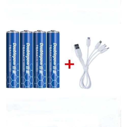 4pcs/lot New 1.5V 1000mWh AAA rechargeable battery USB rechargeable lithium battery + Micro USB cable for fast charging