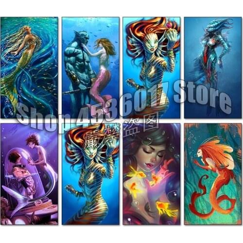 5d Diy Diamond Painting Mermaids Diamond Embroidery Cross Stitch Fantasy Mosaic Full Square Rhinestone Gifts Wall Stickers Arts