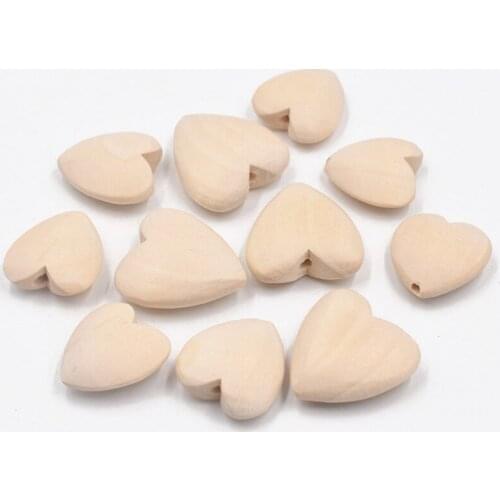 5pcs Heart Shape Natural Wood 20mm 25mm 30mm 40mm Loose Woodcraft Beads for DIY Crafts Handcraft Jewelry Making