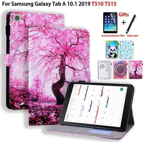 SM-T510 Case For Samsung Galaxy Tab A 10.1 2019 T510 T515 SM-T515 Cover Funda Tablet Cute Panda Pattern Stand Shell Capa +Gift