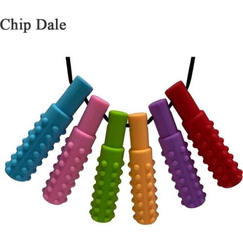 Chip Dale 5pcs Baby Silicone Teether Autistic Child Sensory Chewing Silicone Pendant Necklace Molar Stick Bite Toys