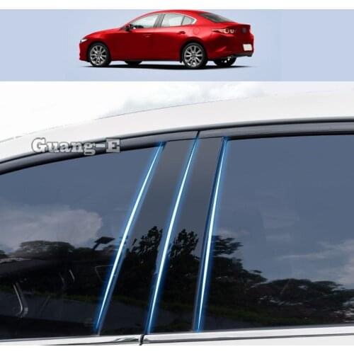 For Mazda 3 Mazda3 Axela 2020-2022 Car PC Material Pillar Post Cover Door Trim Window Piano Black Molding Sticker Plate 8pcs