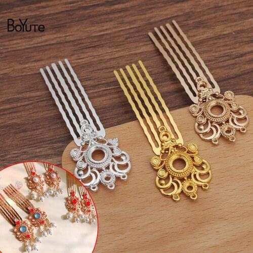 BoYuTe (10 Pieces/Lot) 15*50MM 5 Teeth Hair Comb Welding 25*44MM Flower Base Handmade Diy Hair Accessories Materials
