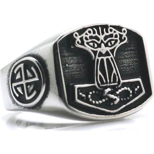 316L Stainless Steel Cool Punk Gothic Classic Thors Hammer Ring