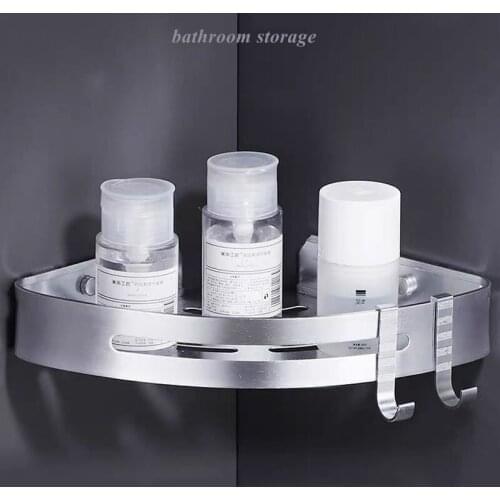 Bathroom Kitchen Accessories No Nails Metal Storage Shelf Organiser Triangle Wall-Mounted Shower Shampoo Holder Storage Rack