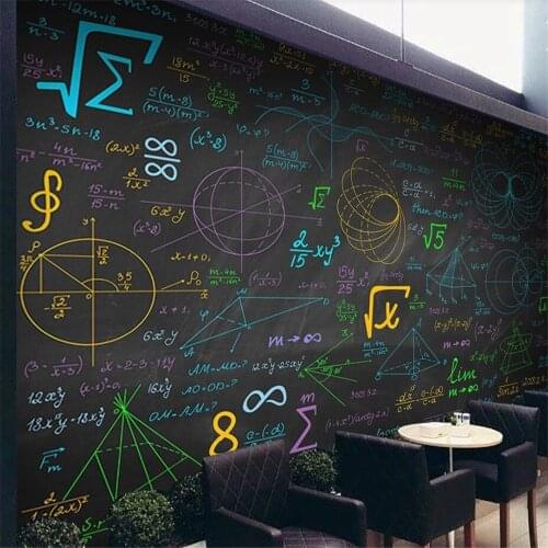 Milofi custom 3D wallpaper mural math formula colorful chalk blackboard background wall living room bedroom decoration mural