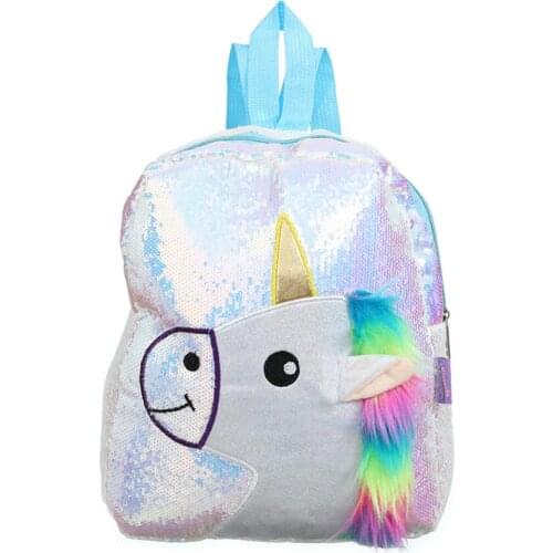 Cute Backpack Fashion Sequin Unicorn Sequin Backpack Childrens Unicorn School Bag with Plush Back Childrens Bags backpack